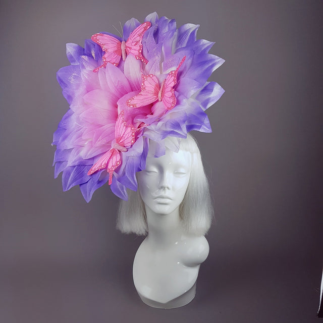 "Celeste" Giant Pink Flower & Butterflies Hat