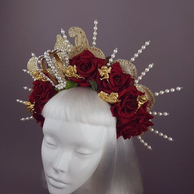 "Madonna" Virgin Mary Rose Pearl Crown Halo