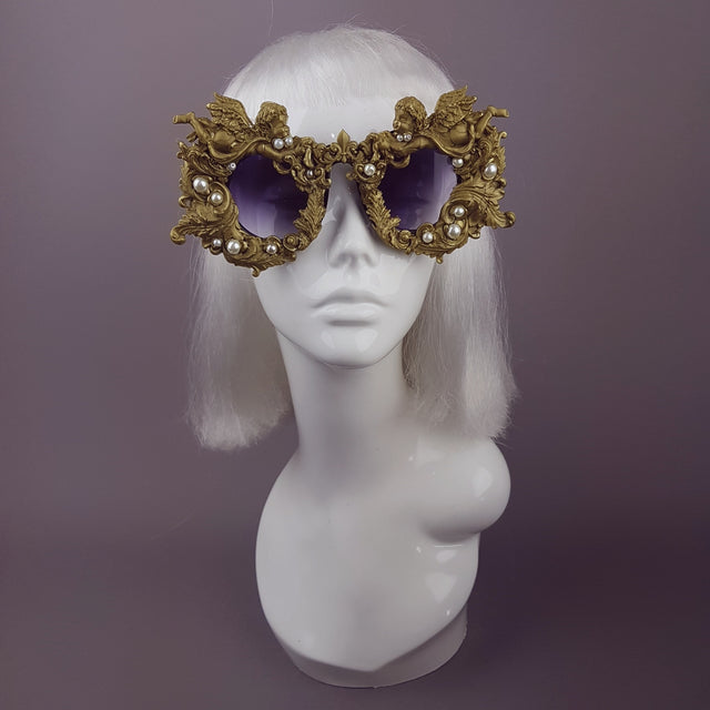 "Seraphim" Gold Filigree Ornate Cherub Sunglasses