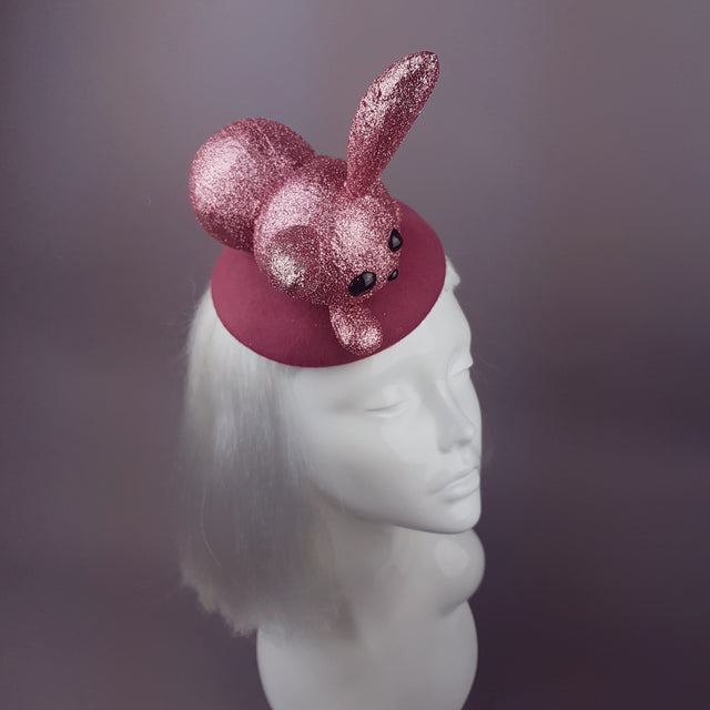 "Flopsy" Pink Glitter Bunny Rabbit Fascinator Hat