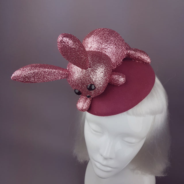 "Flopsy" Pink Glitter Bunny Rabbit Fascinator Hat