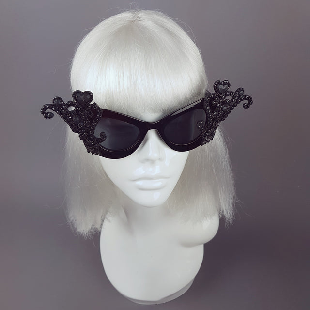 "Edna" Black Filigree Ornate Sunglasses