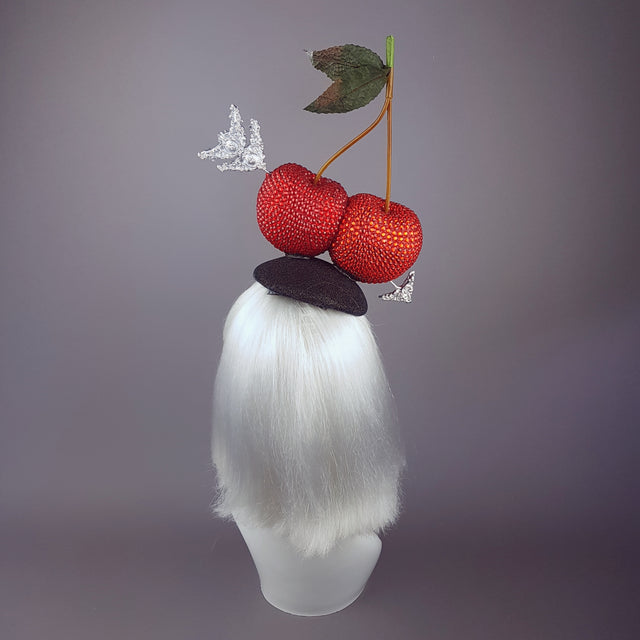 "Poignardé" Giant Cherries & Arrow Glitter Hat