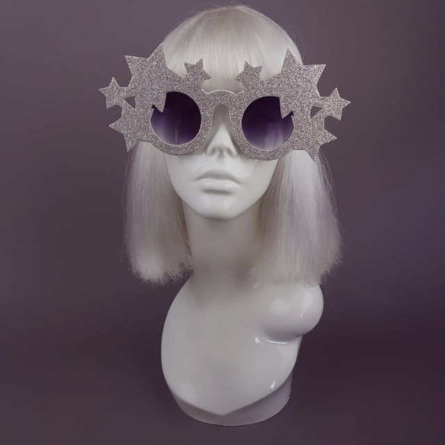 "Danika" Diamond Silver Glitter Stars Sunglasses