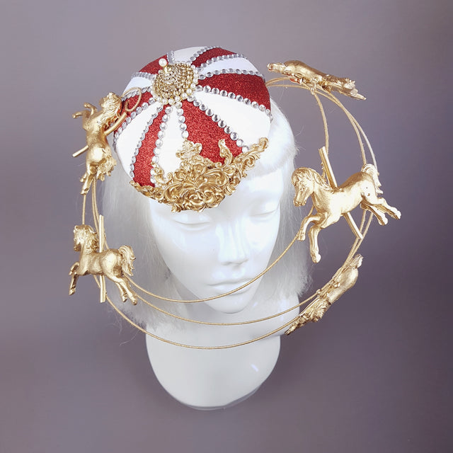 "Roll Up" Circus Carousel Wired Veil Hat