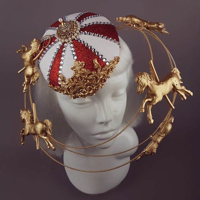 "Roll Up" Circus Carousel Wired Veil Hat