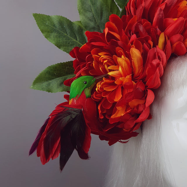 "Arethusa" Chrysanthemum & Hummingbird Headpiece