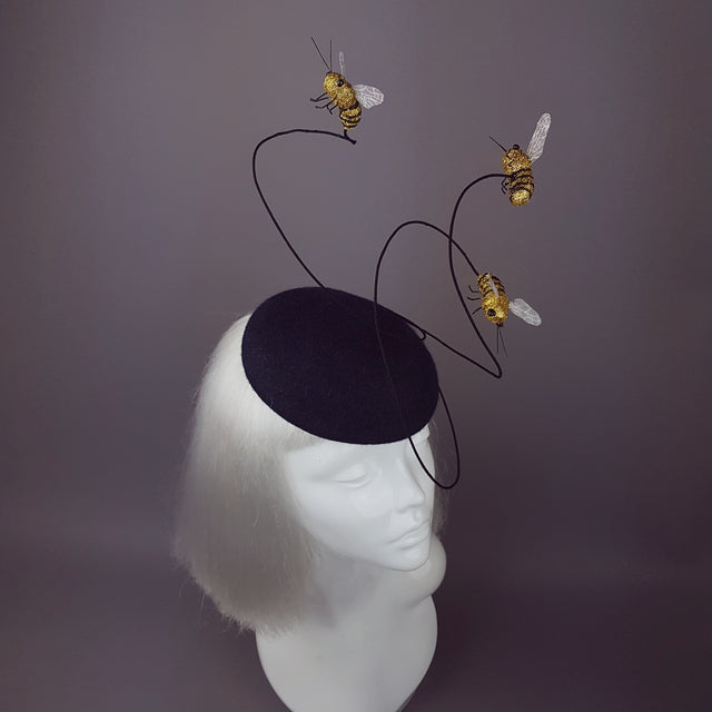 "Like Bees to..." Glitter Bumble Bee Fascinator Hat