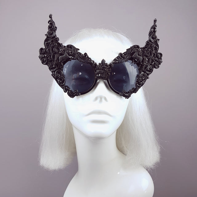 "Mystique" Black Unicorn Filigree Sunglasses