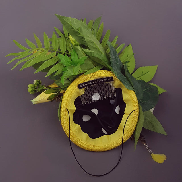 "Sunni" Yellow Tropical Hibiscus Flowers Fascinator Hat