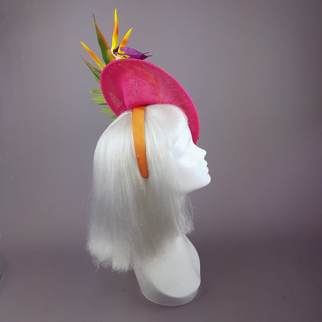 "Strelitzia" Colourful Tropical Flowers Fascinator Hat