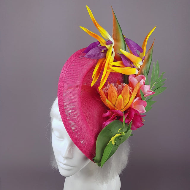 "Strelitzia" Colourful Tropical Flowers Fascinator Hat