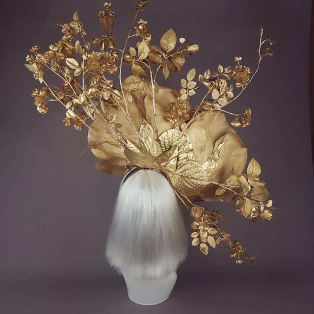 "Rhiannon" Giant Gold Roses Headdress