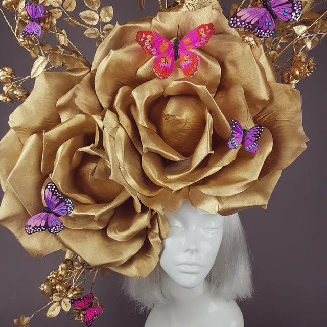 "Rhiannon" Giant Gold Roses Headdress