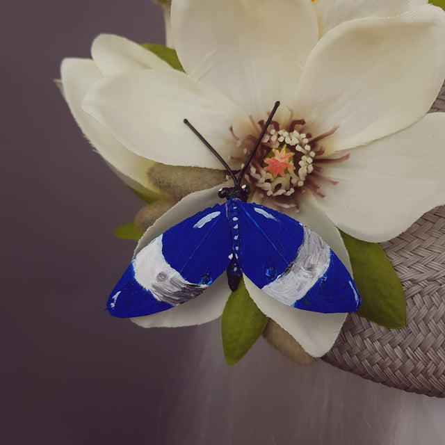 "Lorilla" Grey and Yellow Magnolia Flowers Fascinator Hat