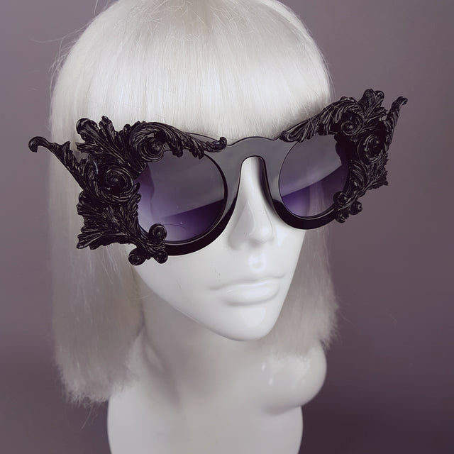 "Dominion" Black Filigree Ornate Sunglasses