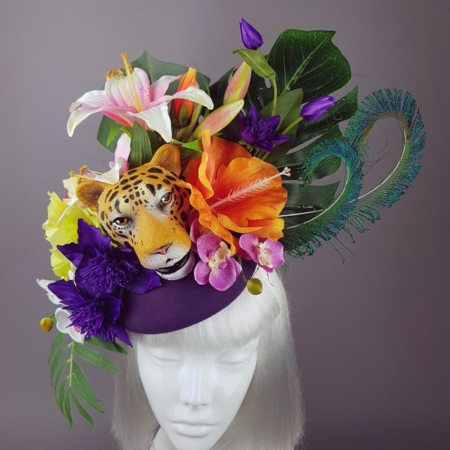 "Bali" Tiger Colourful Tropical Flower Fascinator Hat