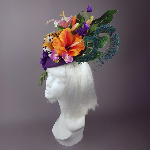 "Bali" Tiger Colourful Tropical Flower Fascinator Hat