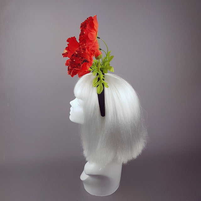 "Opium" Red Poppy Flower Headpiece