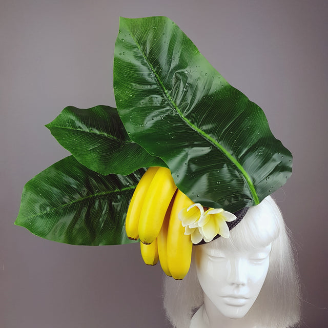"Plátano" Tropical Banana and Banana Leaf Fascinator Hat