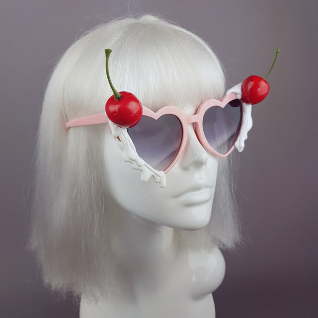 "Frosting" Cherries & Cream Heart Shaped Sunglasses