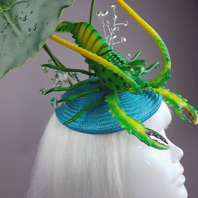 "Subacqueo" Lilypad, Bubbles & Lobster Fascinator Hat