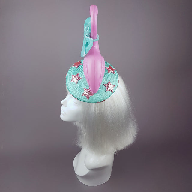 "Fifi la Floo" Pastel Pink & Blue Flamingo Fascinator Hat