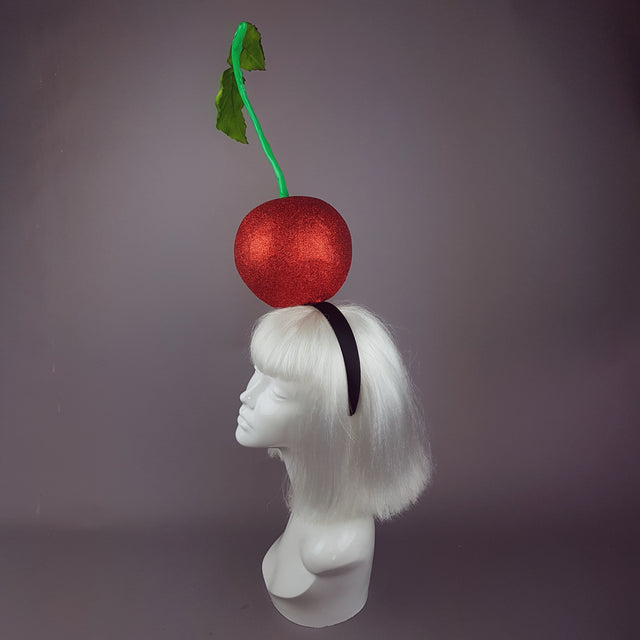"Cherry on Top " Red Glitter Giant Cherry Headpiece
