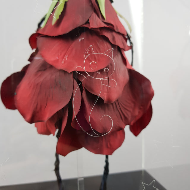 "Rosebud" Rose & Ladybird Doll LowBrow Art Sculpture in Perspex Box
