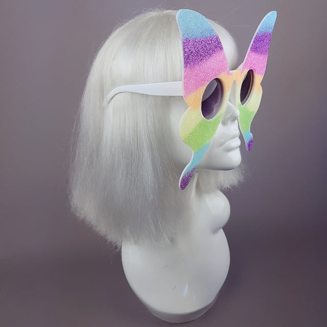 "Transformation" Rainbow Glitter Butterfly Sunglasses