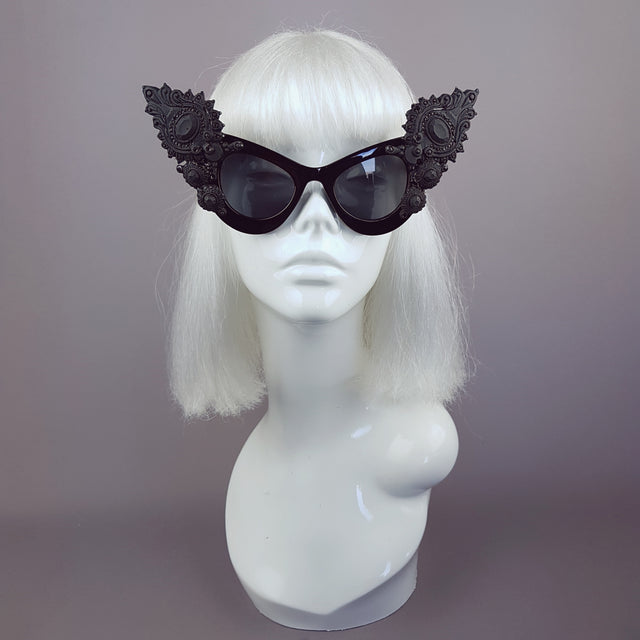 "Daemon" Black Gothic Filigree Sunglasses