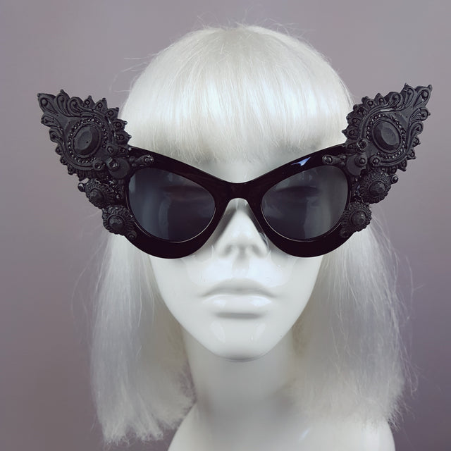 "Daemon" Black Gothic Filigree Sunglasses