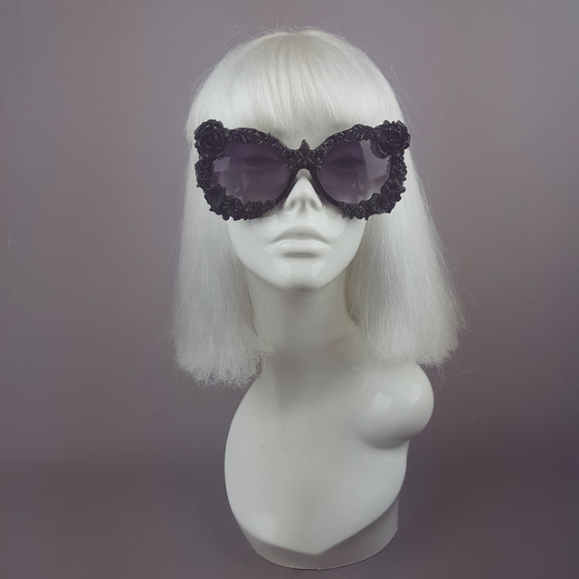 "Noonwraith" Black Rose Filigree Sunglasses