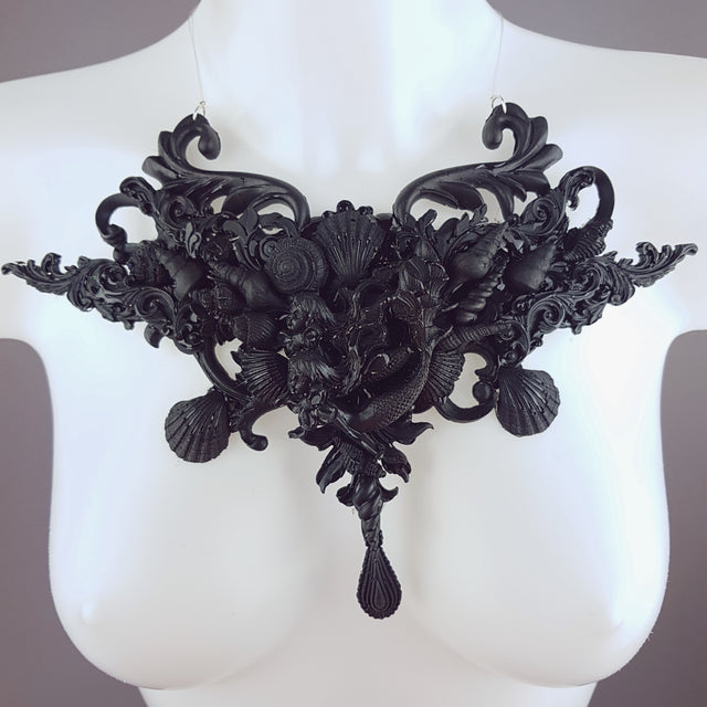 "Mondao" Ornate Black Mermaid Filigree Neckpiece