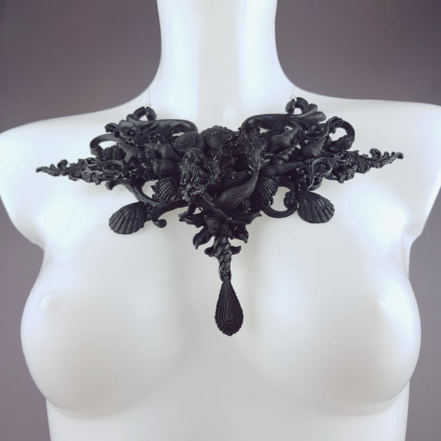 "Mondao" Ornate Black Mermaid Filigree Neckpiece