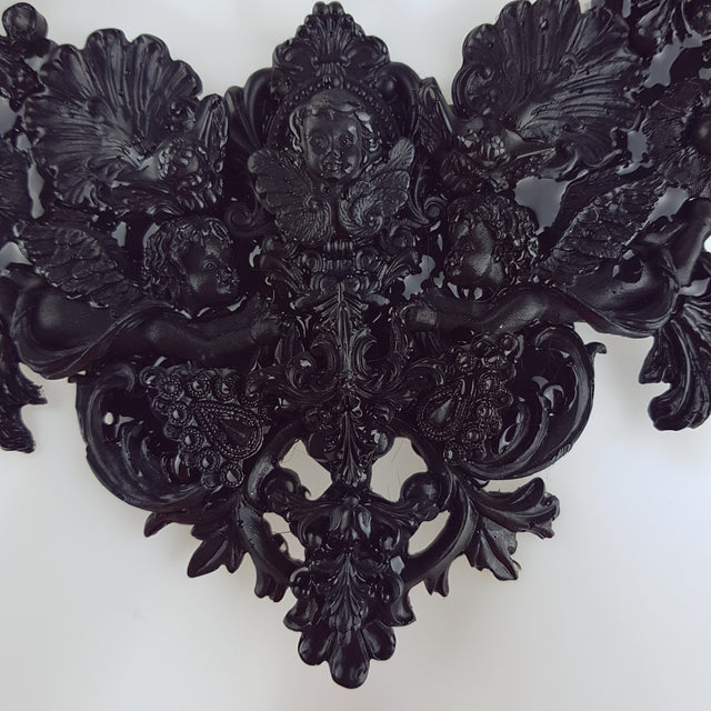 "Lezabel" Black Baroque Cherub Angels Filigree Neckpiece