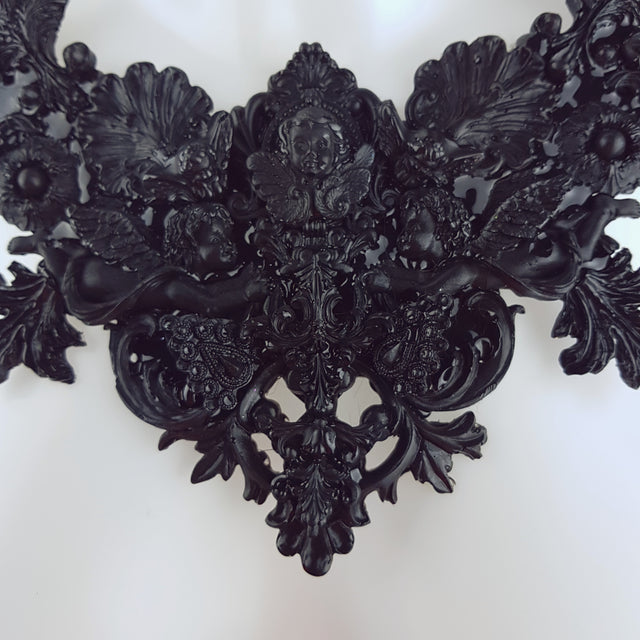 "Lezabel" Black Baroque Cherub Angels Filigree Neckpiece