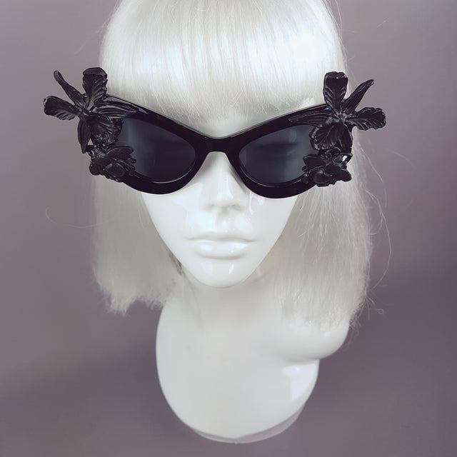"Nimue" Black Orchid & Bee Catseye Sunglasses