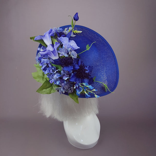 "Delphine" Navy Blue Flowers Fascinator Hat