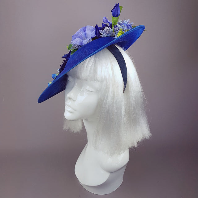"Delphine" Navy Blue Flowers Fascinator Hat