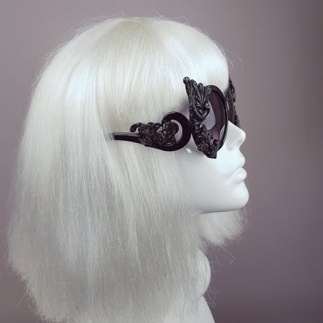 "Proserpine" Opulent Black Filigree Sunglasses
