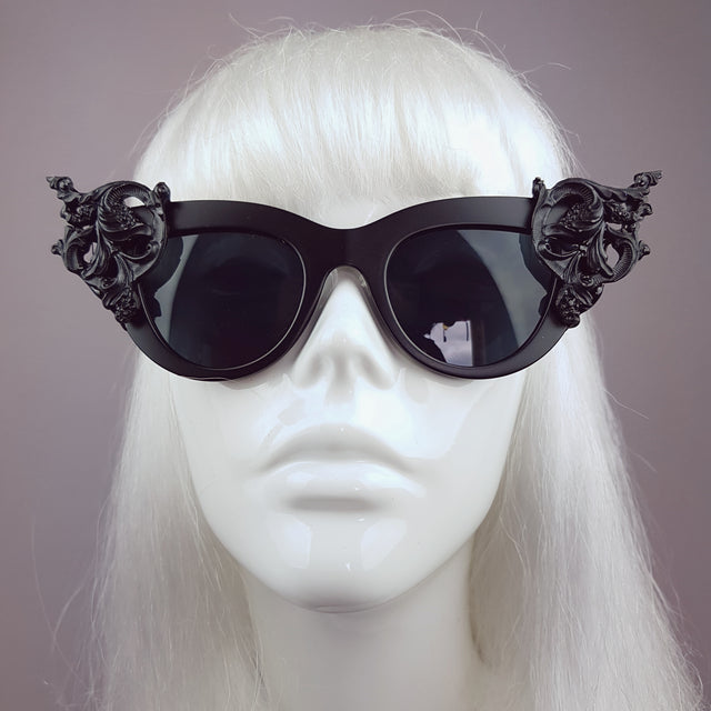 "Yachemi" Black Cats Eye Baroque Sunglasses