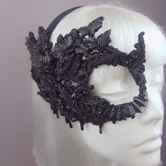 "Fallen" Black Filigree Baroque Gothic Mask