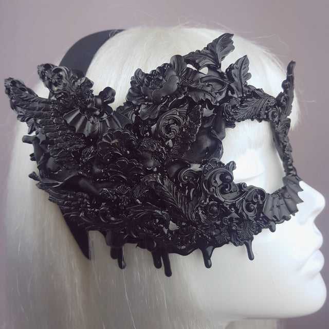 "Fallen" Black Filigree Baroque Gothic Mask
