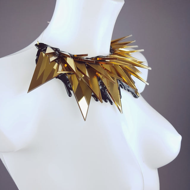 "Disco Diva" Gold Mirror Perspex (No Hugs) Neckpiece