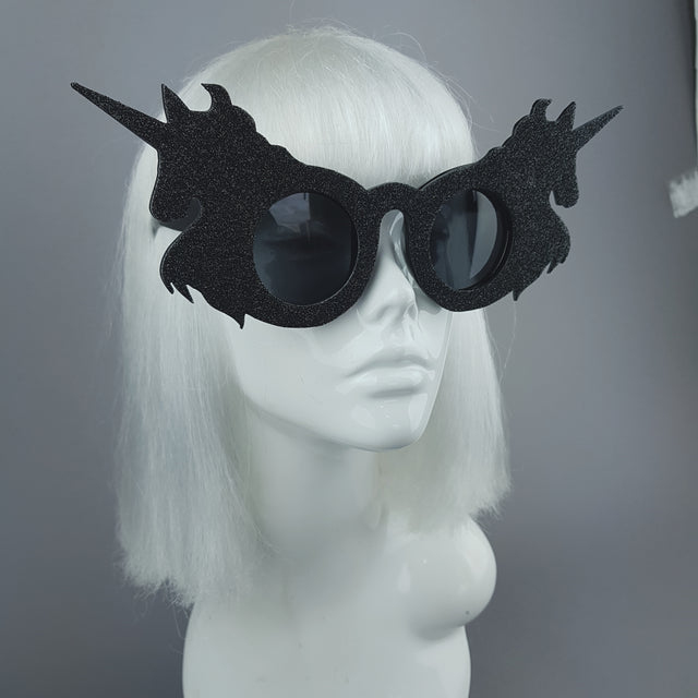 "Black Magic" Glitter Unicorn Sunglasses