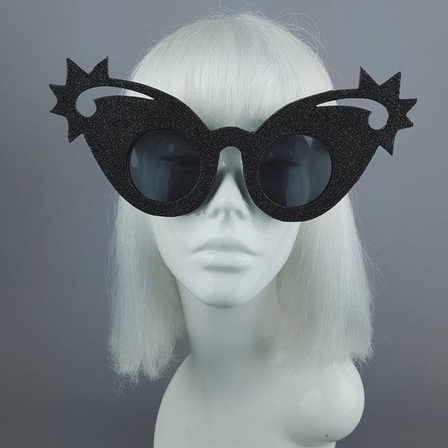 "Nightsky" Black Glitter Stars Sunglasses