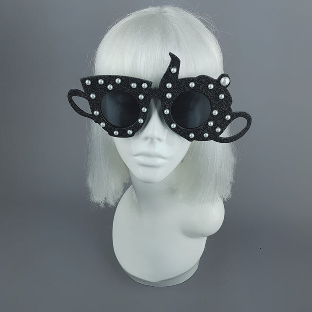 "Midnight Tea Party" Black Teapot & Teacup Sunglasses