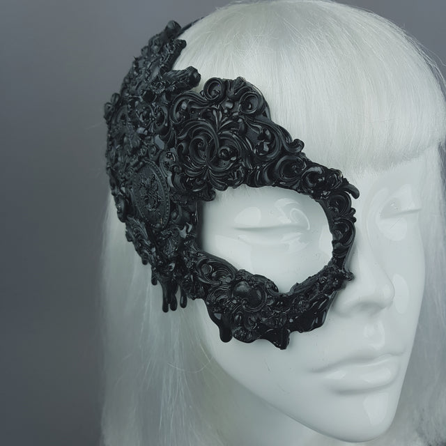"Abaddon" Black Filigree Baroque Gothic Mask