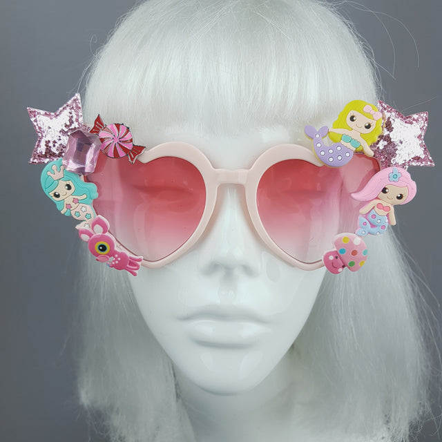Customised Pink Heart Sunglasses